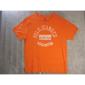 Polo Jeans Co Ralph Lauren Mens XL Orange Phys Ed Graphic T-Shirt Cotton Tee